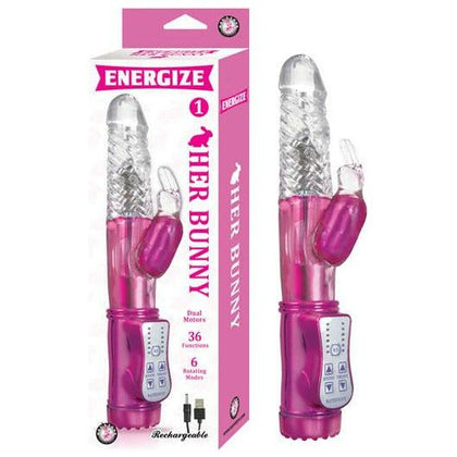 Energize Her Bunny 1 Pink Rabbit Vibrator - Powerful Dual Motor Rechargeable Pleasure Toy for Women - 36 Functions, 6 Rotating Modes - Waterproof - Intense Stimulation for Clitoral and G-Spot - Pink