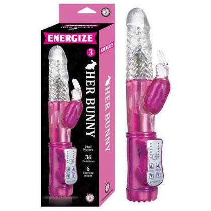 Energize Her Bunny 3 Pink Rabbit Vibrator - Powerful Dual Motor G-Spot and Clitoral Stimulation Sex Toy for Women - Adult Naughty Store