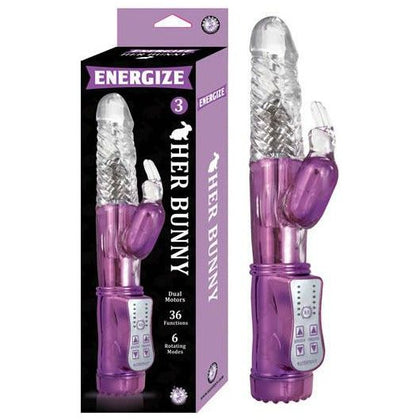 Energize Her Bunny 3 Purple Rabbit Vibrator - Powerful Dual Motor G-Spot and Clitoral Stimulation Toy - Adult Naughty Store