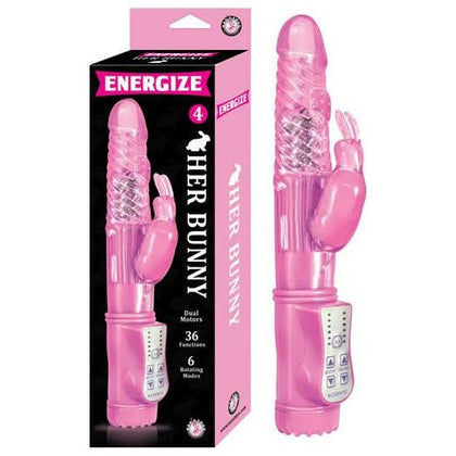 Energize Her Bunny 4 Pink Rabbit Vibrator - Powerful Dual Motor Pleasure Toy for Women - Intense Vibrations and Rotating Modes - Waterproof - 36 Functions - Pink - Adult Naughty Store