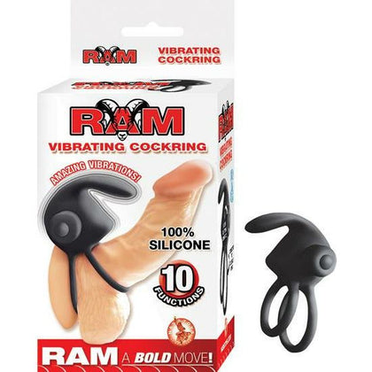 Nasstoys RAM Vibrating Cock Ring Black - Powerful 10-Function Silicone Pleasure Enhancer for Men - Adult Naughty Store