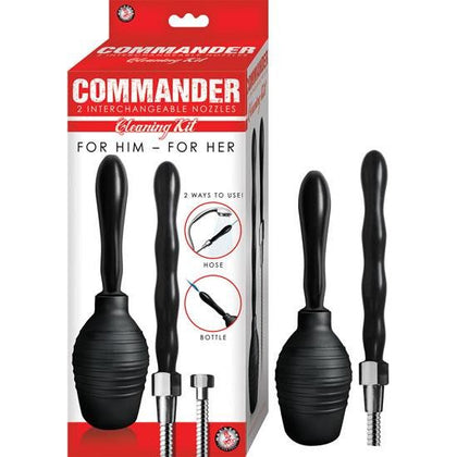 Nasstoys Commander 2-in-1 For Her and Him Stainless Steel Grooming Kit - Model #X-789 - Waterproof - Phthalates Free - Hose and Bottle - Pleasure for Both Genders - Black