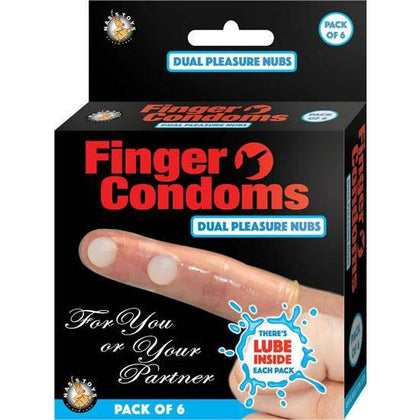 Nasstoys Dual Pleasure Nubs Finger Condoms - Model XYZ6 - Unisex, Waterproof, Latex, Phthalates-Free, 6-Pack, [Color] - Adult Naughty Store