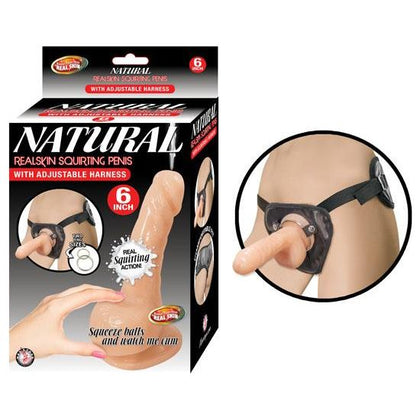 Nasstoys RealSkin Squirting Penis with Adjustable Harness - Model RS-6, Unisex, Pleasure Enhancer, Beige - Adult Naughty Store