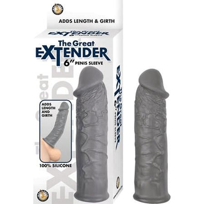 Nasstoys Great Extender 6-Inch Silicone Penis Sleeve - Enhancer for Length and Girth - Realistic Veined Texture - Waterproof - Phthalates Free - Gray - Adult Naughty Store