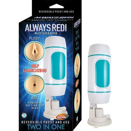 Always Redi Masturbator Beige 2-in-1 Reversible Sleeve Stroker - Model AR-2000B - Male Pleasure Toy - Dual Pleasure Zones - Waterproof - Powerful Suction Cup Base - Adult Naughty Store