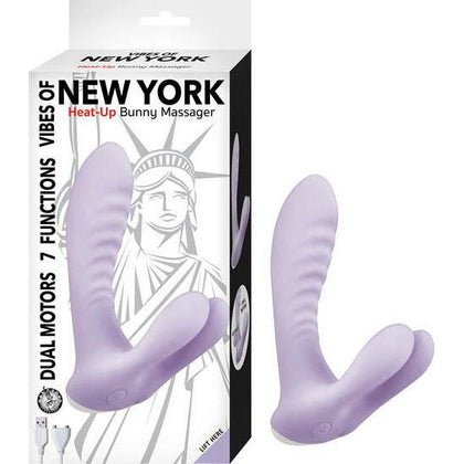 Nasstoys Vibes of New York Heat Up Bunny Massager Purple - Powerful Dual Motor Rechargeable Rabbit Vibrator for Women, Intense Pleasure for Clitoral and G-Spot Stimulation - Adult Naughty Store