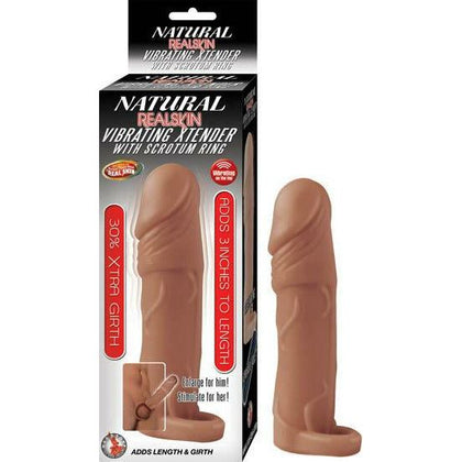 Nasstoys Natural Realskin Vibrating Xtender W- Scrotum Ring Brown - The Ultimate Enhancer for Men, Intensify Pleasure with 3 Extra Inches and 30% Girth Increase - Adult Naughty Store