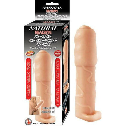 Nasstoys Natural Realskin Vibrating Uncircumcised Xtender Scrotum Ring Beige - The Ultimate Pleasure Enhancer for Men - Adult Naughty Store