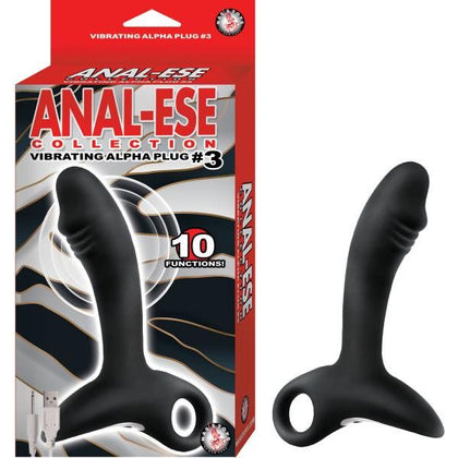 Nasstoys Anal-ese Collection Vibrating Alpha Plug #3 - Rechargeable Silicone Butt Plug for Intense Anal Stimulation - Model Number: NAP-3 - Unisex Pleasure - Black - Adult Naughty Store