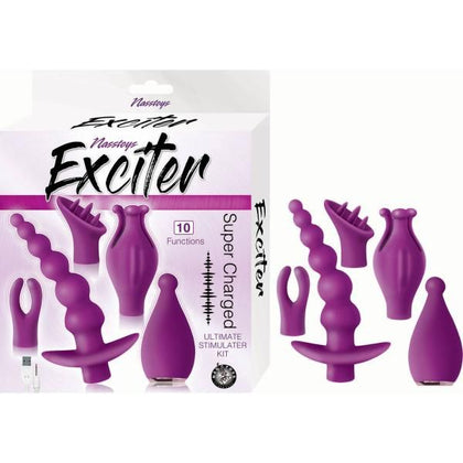 Nasstoys Exciter Ultimate Stimulator Kit - Powerful 10-Function Waterproof Silicone Vibrator Set for Intense Pleasure - Purple - Adult Naughty Store