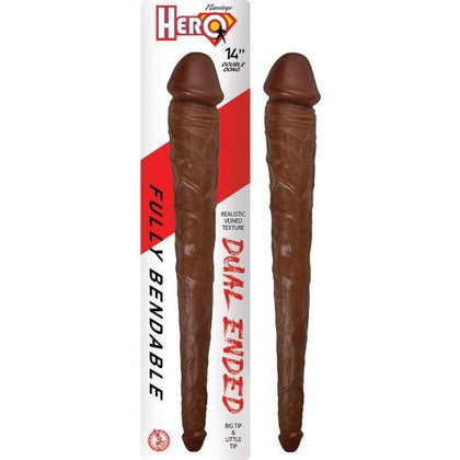 Nasstoys Hero 14in Double Dong Brown - Model ND-14 - Dual-Ended Realistic Veined Texture Dildo for Both Genders - Ultimate Pleasure Experience in Brown