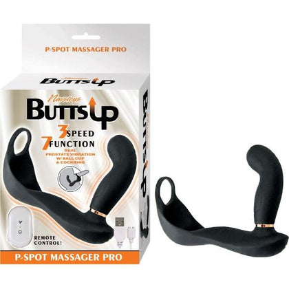 Nasstoys Butts Up P-Spot Massager Pro Black - Powerful Dual Motor Vibrating Silicone Prostate Massager for Men - Adult Naughty Store