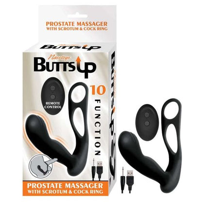 Nasstoys Butts Up Prostate Massager with Scrotum & Cock Ring - Model BUPM-001 - Male Pleasure - Black - Adult Naughty Store