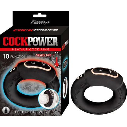 Nasstoys Cock Power Heat Up Cock Ring Black - Model CR-12: Intimate Male Vibrating Toy for Temperature Play