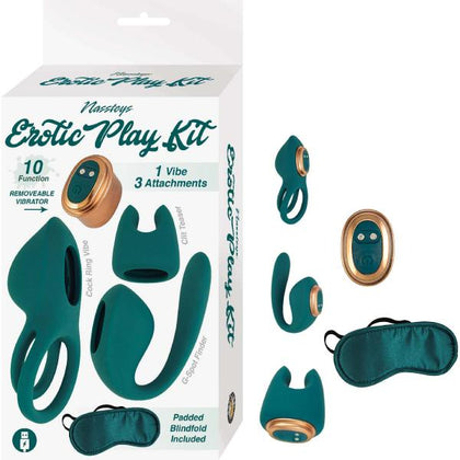 Nasstoys Silicone Vibrating Erotic Play Kit - Model EK-101: Unisex Multi-Attachment Pleasure Kit in Green