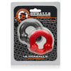 Oxballs Ultraballs Cock Ring Silver & Red Set: The Ultimate Flex-TPR Dual Nodule Cock Ring - Model UBCR-2P - For Men - Enhances Pleasure and Boosts Confidence - Steel Silver and Red - Adult Naughty Store