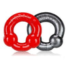 Oxballs Ultraballs Cock Ring Silver & Red Set: The Ultimate Flex-TPR Dual Nodule Cock Ring - Model UBCR-2P - For Men - Enhances Pleasure and Boosts Confidence - Steel Silver and Red - Adult Naughty Store