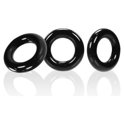 Oxballs Willy Rings 3 Pack Black Super Stretch Cock Rings for Men - Gradual Ball Stretcher and Pleasure Enhancer