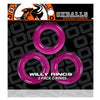 Oxballs Willy Rings 3 Pack Super Stretch Cock Rings - Model WR-3PK-HP - Male - Enhances Pleasure - Hot Pink - Adult Naughty Store