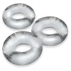Oxballs Fat Willy 3-Pack Clear Cock Rings - Model FW3 | Male | Multi-Purpose Pleasure Enhancer | Translucent Blue & Reflective Steel