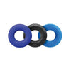 Oxballs Hunky Junk HUJ3 C-Rings 3 Pack Blue/Multi-Color Cock Rings for Men's Intimate Pleasure