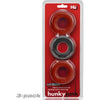 HunkyJunk HUJ C-Ring 3 Pack - Model HJ-003 - Male Pleasure Enhancer - Cherry Red & Tar Ice