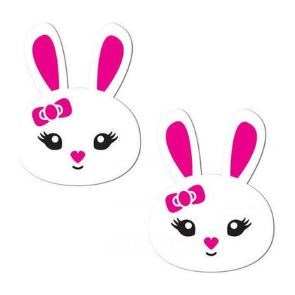 Pastease Bunny White Pasties - Handmade Eco-fi Felt Nipple Covers for Women - Model: Bunny White - 2.6