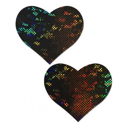 Pastease Love Shattered Glass Disco Ball Black Heart Nipple Pasties - Sensual Lingerie Accessory for Women - Model: Love Shattered Glass Disco Ball - Nipple Coverage: 1.8 inches - Size: 3 inc - Adult Naughty Store