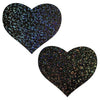 Pastease Glitter Heart Black Pasties - Sparkling Intimate Adornments for Alluring Nipple Pleasure - Set of 2 - One Size Fits Most - Adult Naughty Store