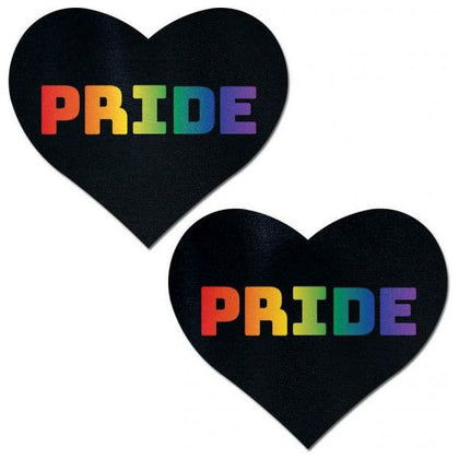 Pastease Love Rainbow PRIDE Black Heart Nipple Pasties - Model XR-2021 - Unisex - Sensual Pleasure - 3