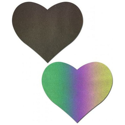 Pastease Reflective Rainbow Heart Nipple Pasties - Handmade in the USA, Latex-Free, Waterproof Adhesive, 3