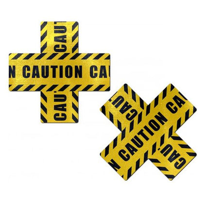 Pastease Crossed Caution Tape Nipple Pasties - Sensual Lingerie for Women - Model: X Crossed Caution Tape - Enhance Pleasure - Size: 3 inches x 3 inches
