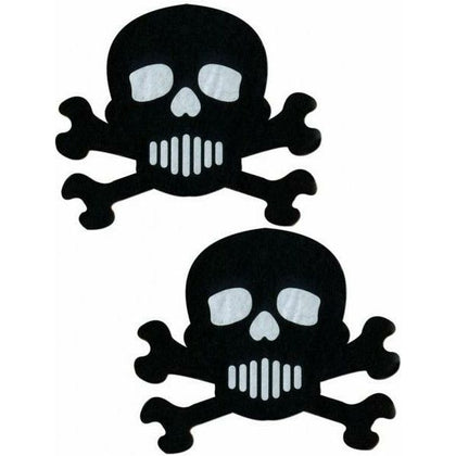 Pastease Skull and Crossbones Black & White Nipple Pasties - Handmade in the USA - Medical Grade - Waterproof - Latex Free - Skin Safe Adhesive - Unisex - For Sensual Fun - One Size Fits All