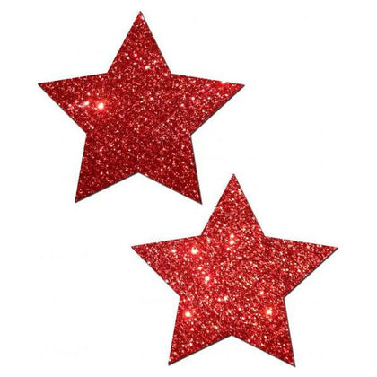 Rockstar Glitter Red Pasties - Handmade in the USA - Medical-Grade - Waterproof - Latex Free - Skin Safe Adhesive - O-S Size - Adult Naughty Store