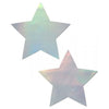 Pastease Silver Holographic Star Nipple Pasties - O-S, Handmade in the USA, Waterproof Adhesive, 3