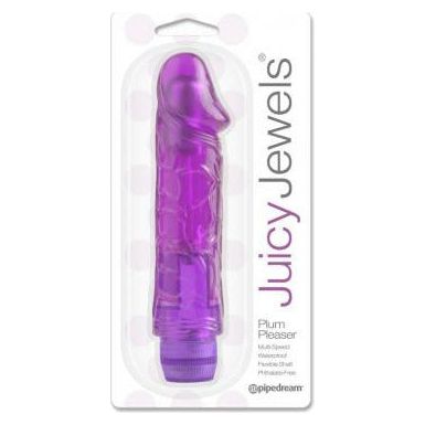 Juicy Jewels Plum Pleaser - Powerful Waterproof Vibrating Purple Dildo for Sensual Pleasure - Adult Naughty Store