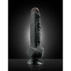 Real Pleasure Brand Real Feel Deluxe No. 7 Black 9-Inch Vibrating Dildo for Men and Women - Lifelike Skin, Wallbanger Suction Cup, Waterproof - Black - Adult Naughty Store