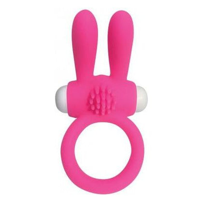 Introducing the SensaSilk Neon Rabbit Ring Vibrator - Model NR-2000: The Ultimate Pleasure Companion for Couples, Pink - Adult Naughty Store