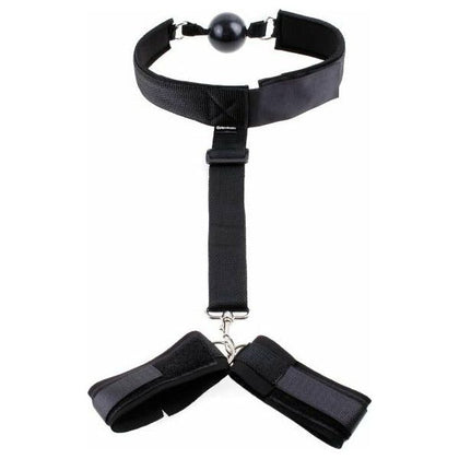 Fetish Fantasy Series Gag and Wrist Restraint - Ultimate Beginner Bondage Essential for Total Control and Sensory Deprivation - Model GF-2021 - Unisex - Black - Adult Naughty Store