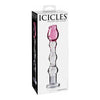 Icicles No.12 Pink Flower Glass Wand - Luxurious Hand-Blown Glass Pleasure Device for Women - Exquisite Floral Design, Hypoallergenic, and Versatile - Adult Naughty Store