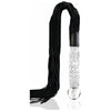 Icicles No 38 Glass Handle Cat O Nine Tails Whip - Luxurious Hand Blown Glass Flogger for Sensual Impact Play - Unisex BDSM Toy - Model 38 - Black - Adult Naughty Store