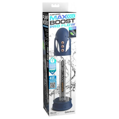 Max Boost Pro Flow Blue/Clear Rechargeable Power Pump for Men - Enhanced Performance and Confidence (Model: PD325025)