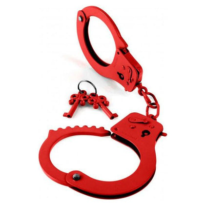 Designer Metal Handcuffs - Red: The Ultimate Fetish Fantasy for Unforgettable Bondage Experiences