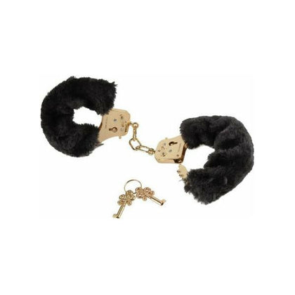 Fetish Fantasy Gold Deluxe Furry Cuffs - Sensual Black Handcuffs for Couples, Model FG-FC001, Unisex, Enhance Intimate Play and Bondage Experience