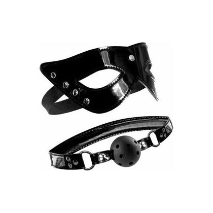 Fetish Fantasy Limited Edition Masquerade Mask & Ball Gag Black - Sensual Submission Set for All Genders and Pleasure Seekers