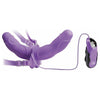 Introducing the Sensation Elite Vibrating Double Delight Strap On 10 Inches - Purple - Adult Naughty Store