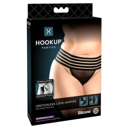 Pipedream Products Hookup Panties Crotchless Love Garter XL-XXL Women's Pleasure Lingerie Set