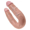 King Cock U-Shaped Double Trouble Medium Brown Dildo - Model KCDT-MB-001 - For Realistic Dual Pleasure - Unisex - Beige - Adult Naughty Store