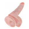 King Cock 6 inches Realistic Dildo with Balls - Beige, Hypoallergenic PVC, Suction Cup Base - Model KC-6RB-BGE